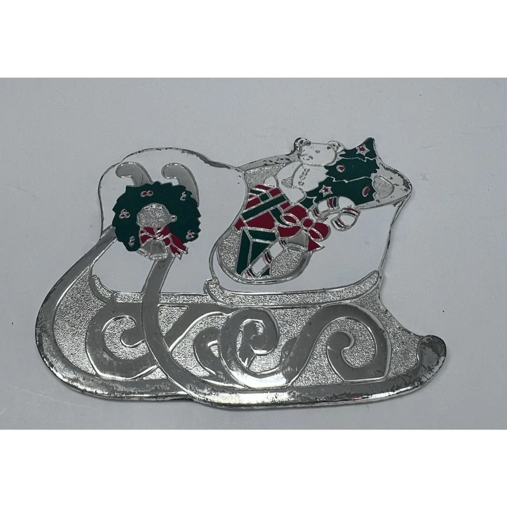 Wm. A. Rogers Vintage Christmas Sleigh Coasters Set of 6 Silverplate Felt Back